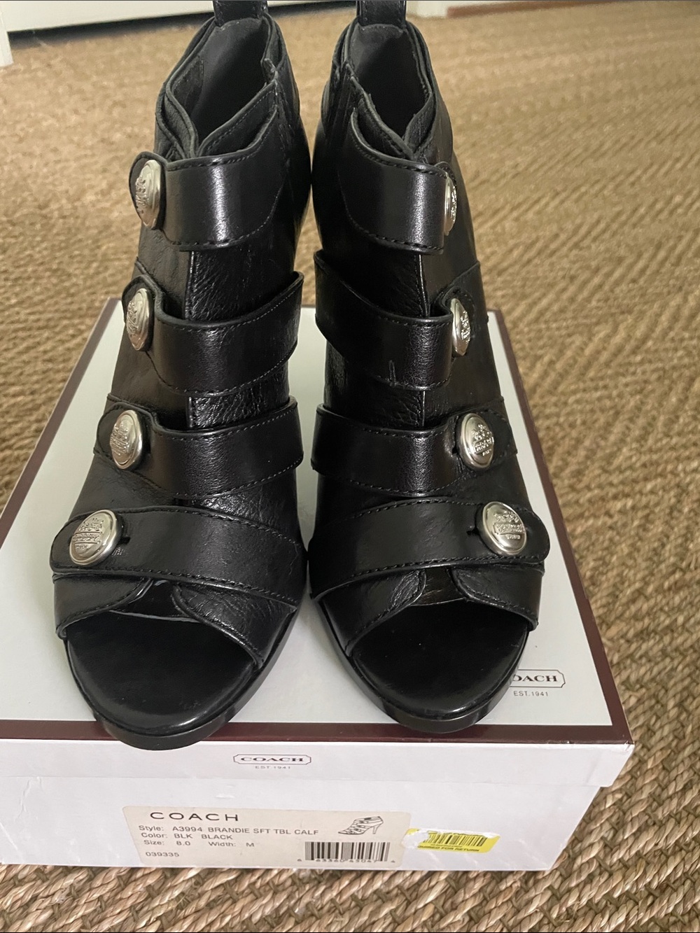 Black Leather Coach Bootie 8M